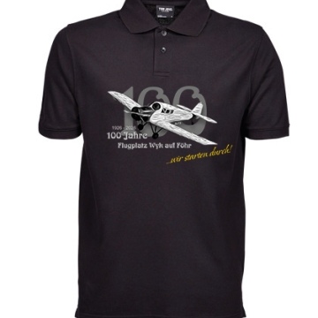Polo-Shirt 100 Jahre Flugplatz Föhr (schwarz)