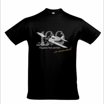 T-Shirt 100 Jahre Flugplatz Föhr (schwarz) 