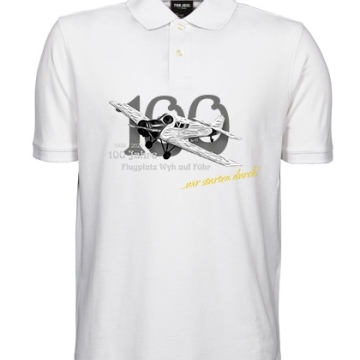 Polo-Shirt 100 Jahre Flugplatz Föhr (weiß)